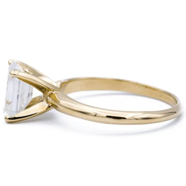 Fire Brilliance Emerald Moissanite 4 Prongs FANCY Solitaire Ring Rings