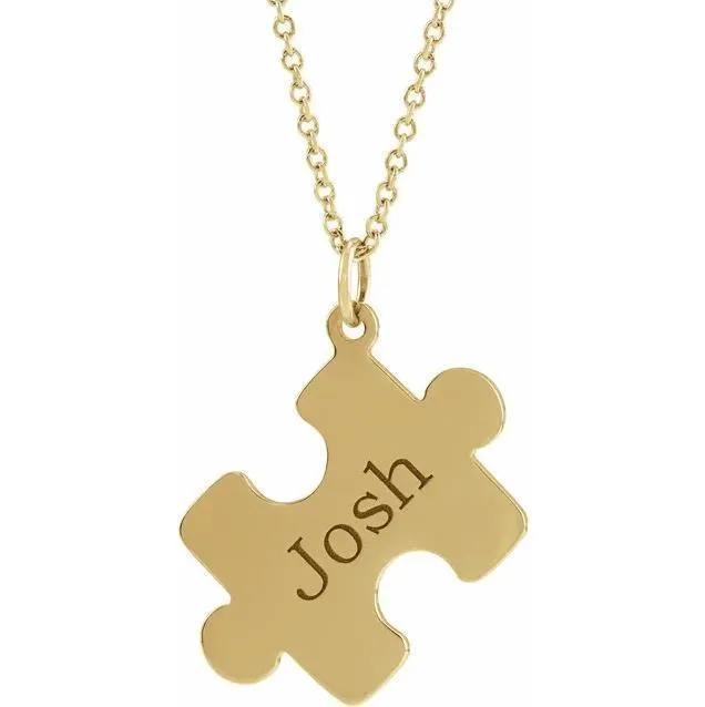 Fire Brilliance Necklaces Engravable Puzzle Piece 1618 Necklace