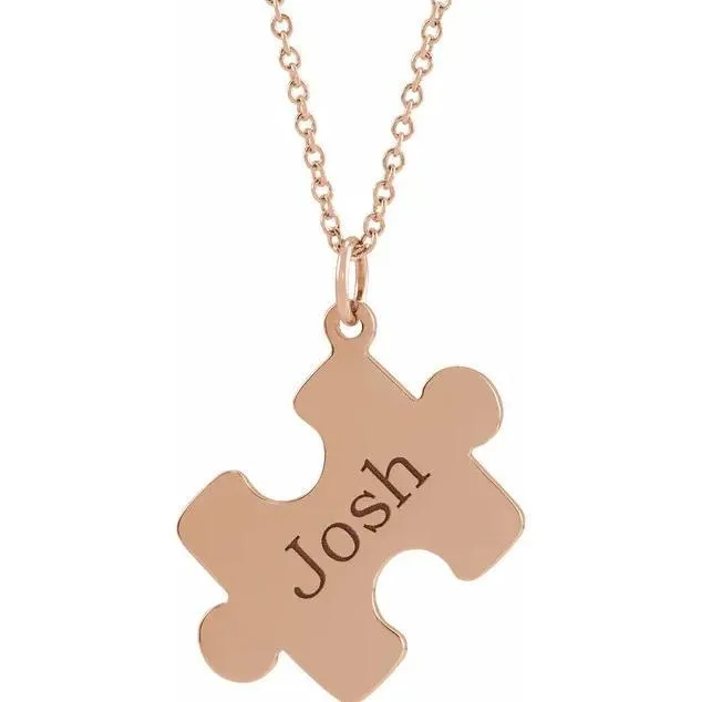 Fire Brilliance Necklaces Engravable Puzzle Piece 1618 Necklace