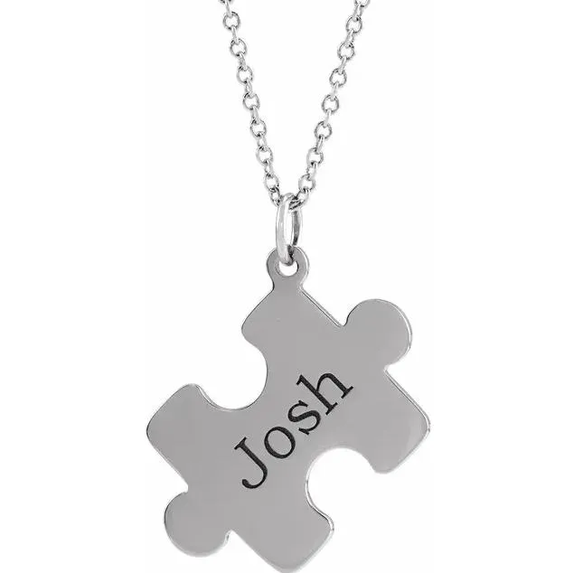 Fire Brilliance Necklaces Engravable Puzzle Piece 1618 Necklace