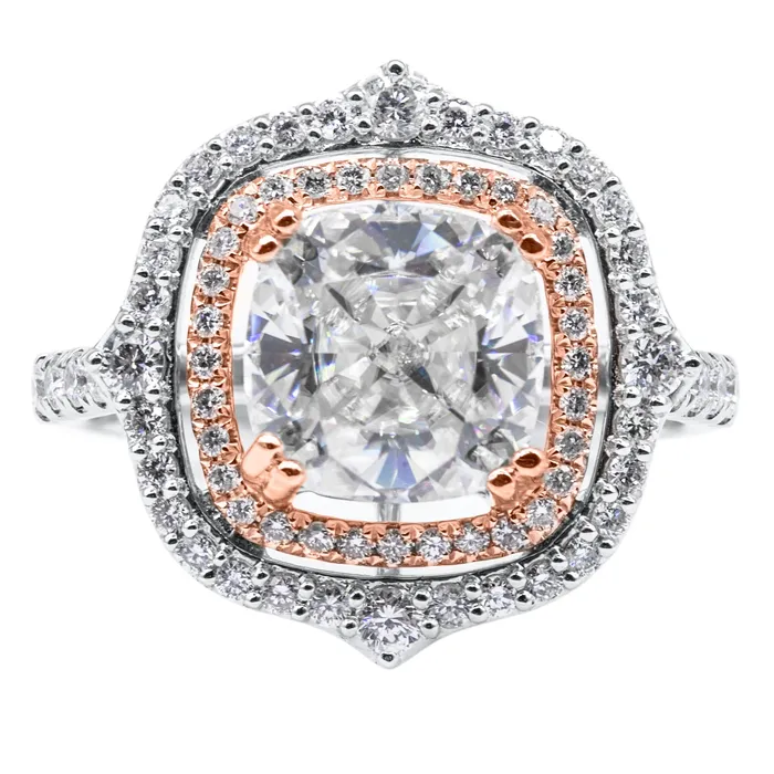 Fire Brilliance Rings 80mm Cushion Moissanite 14k Gold Antique Halo Basket Ring Fire Brilliance Rings 80mm Cushion Moissanite 14k Gold Antique Halo Basket Ring