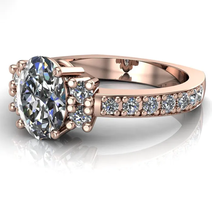 Fire Brilliance Rings Arcadia Oval Diamond Channel Under Bezel Engagement Ring