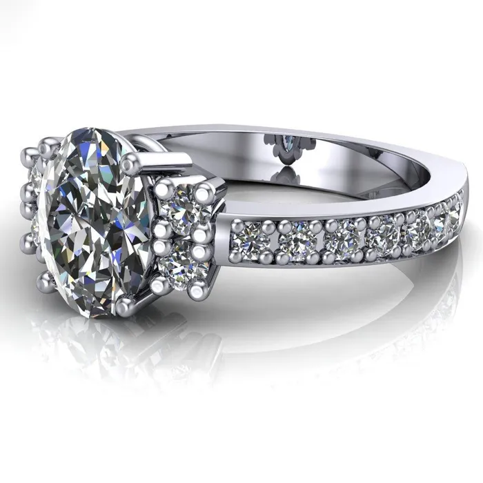 Fire Brilliance Rings Arcadia Oval Diamond Channel Under Bezel Engagement Ring