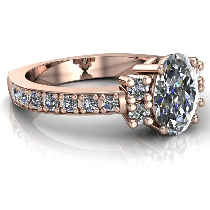 Fire Brilliance Rings Arcadia Oval Diamond Channel Under Bezel Engagement Ring