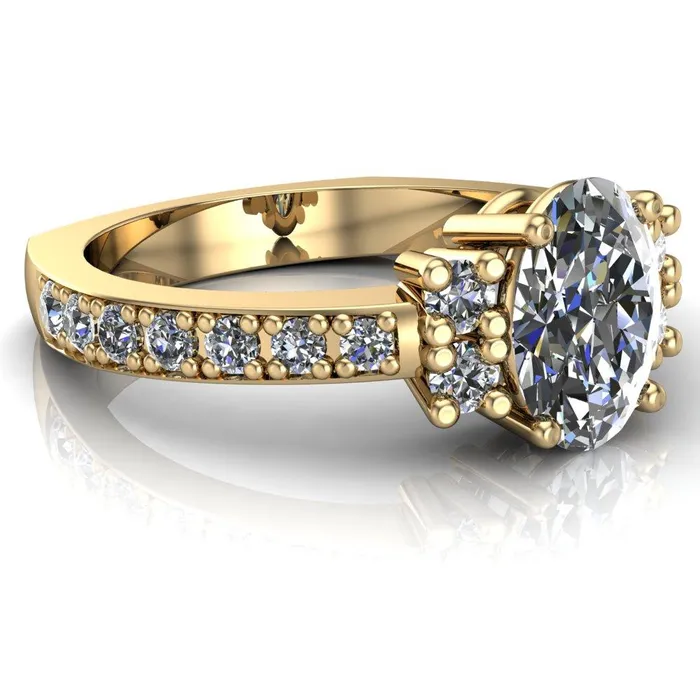 Fire Brilliance Rings Arcadia Oval Diamond Channel Under Bezel Engagement Ring