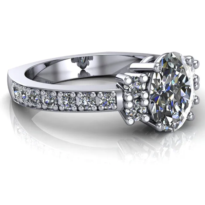 Fire Brilliance Rings Arcadia Oval Diamond Channel Under Bezel Engagement Ring