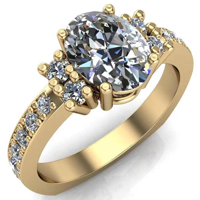 Fire Brilliance Rings Arcadia Oval Diamond Channel Under Bezel Engagement Ring