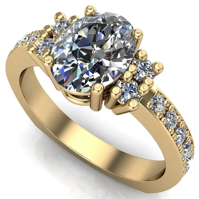 Fire Brilliance Rings Arcadia Oval Diamond Channel Under Bezel Engagement Ring