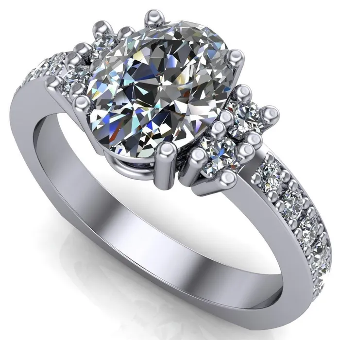 Fire Brilliance Rings Arcadia Oval Diamond Channel Under Bezel Engagement Ring