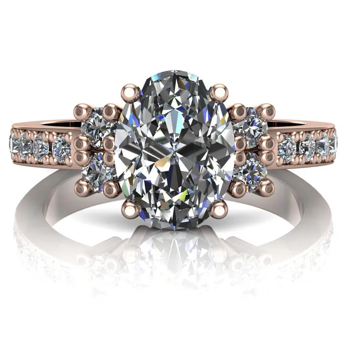 Fire Brilliance Rings Arcadia Oval Diamond Channel Under Bezel Engagement Ring