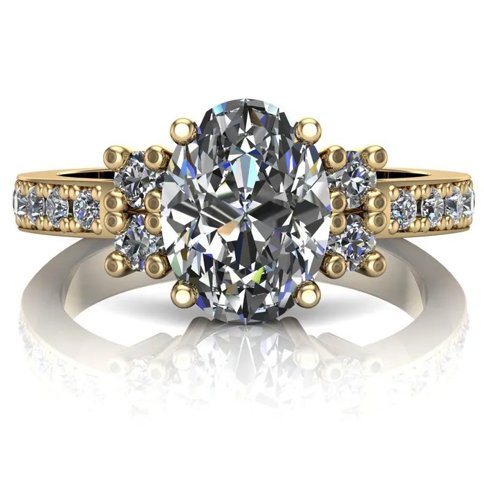 Fire Brilliance Rings Arcadia Oval Diamond Channel Under Bezel Engagement Ring