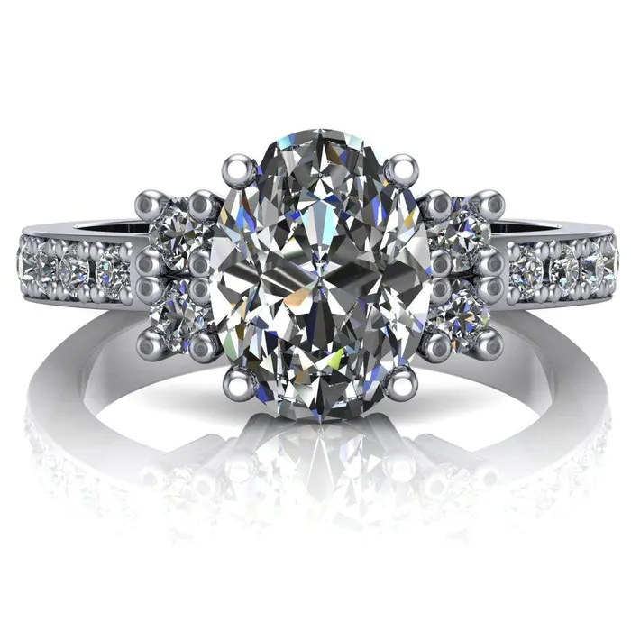 Fire Brilliance Rings Arcadia Oval Diamond Channel Under Bezel Engagement Ring