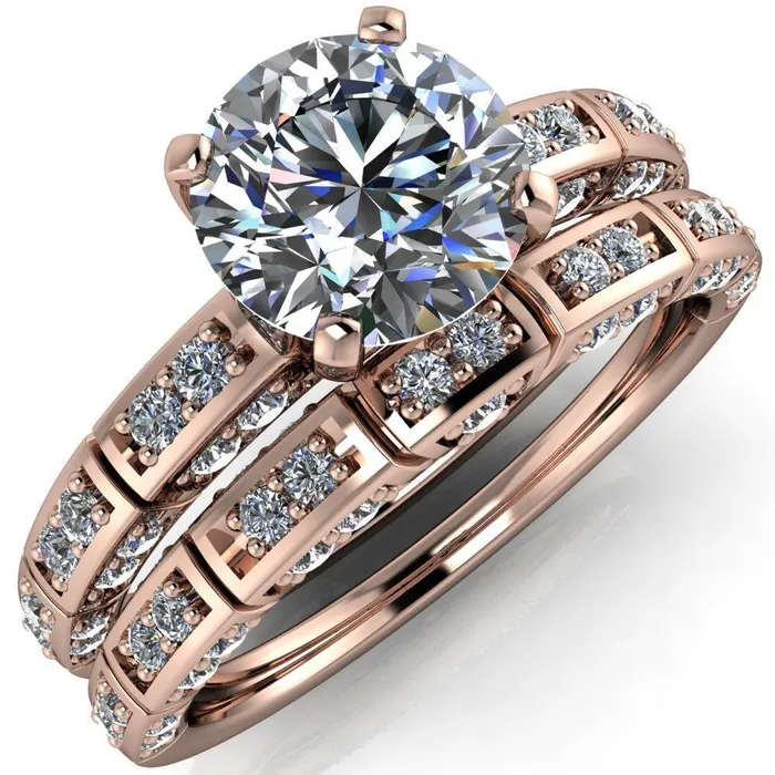 Fire Brilliance Rings Avery Round Center Stone 4 Prong Designer Shank Ring Fire Brilliance Rings Avery Round Center Stone 4 Prong Designer Shank Ring