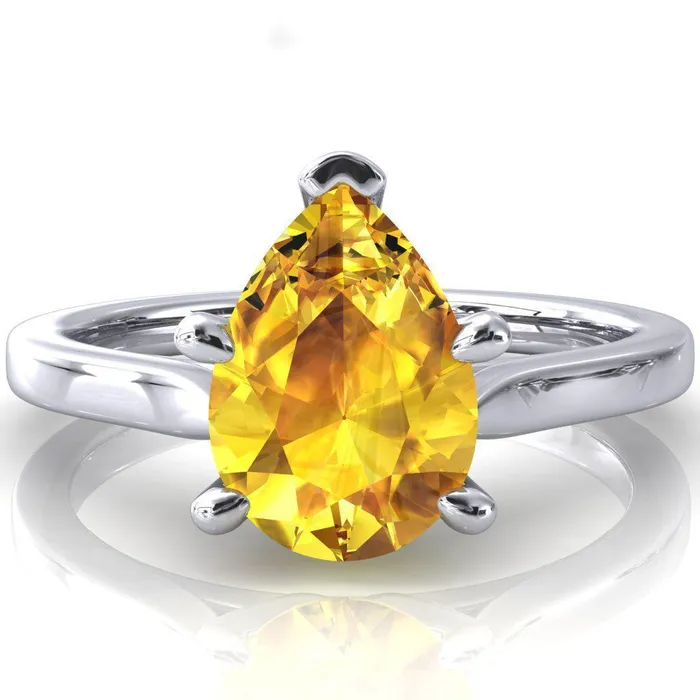 Fire Brilliance Rings Darci Pear Yellow Sapphire 5 Prong Cathedral Solitaire Engagement Ring Fire Brilliance Rings Darci Pear Yellow Sapphire 5 Prong Cathedral Solitaire Engagement Ring