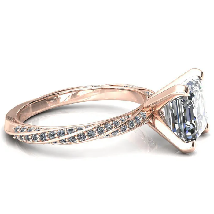 Fire Brilliance Rings Elysia Asscher Moissanite 4 Prong 34 Eternity Diamond Accent Ring