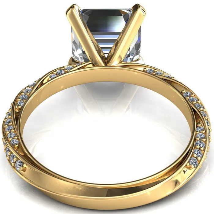 Fire Brilliance Rings Elysia Asscher Moissanite 4 Prong 34 Eternity Diamond Accent Ring