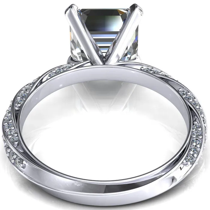 Fire Brilliance Rings Elysia Asscher Moissanite 4 Prong 34 Eternity Diamond Accent Ring