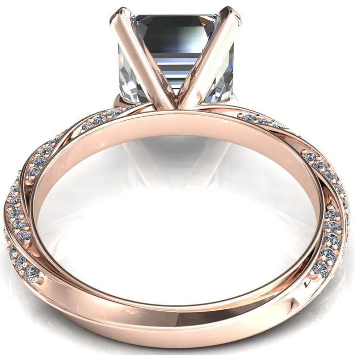 Fire Brilliance Rings Elysia Asscher Moissanite 4 Prong 34 Eternity Diamond Accent Ring
