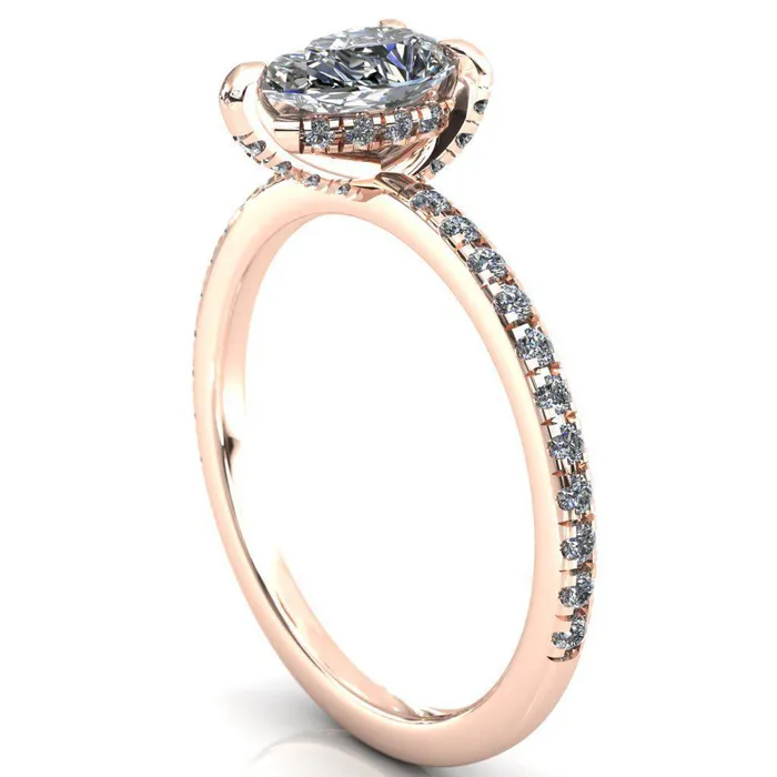 Fire Brilliance Rings Ezili Pear Center Stone 3 Claw Prong Micro Pave Diamond Sides Engagement Ring