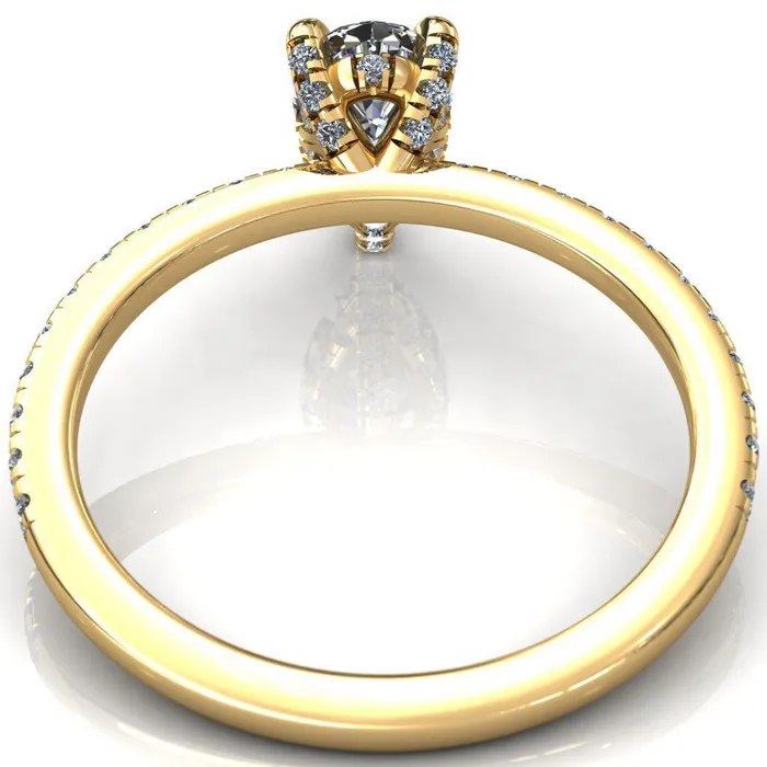 Fire Brilliance Rings Ezili Pear Center Stone 3 Claw Prong Micro Pave Diamond Sides Engagement Ring