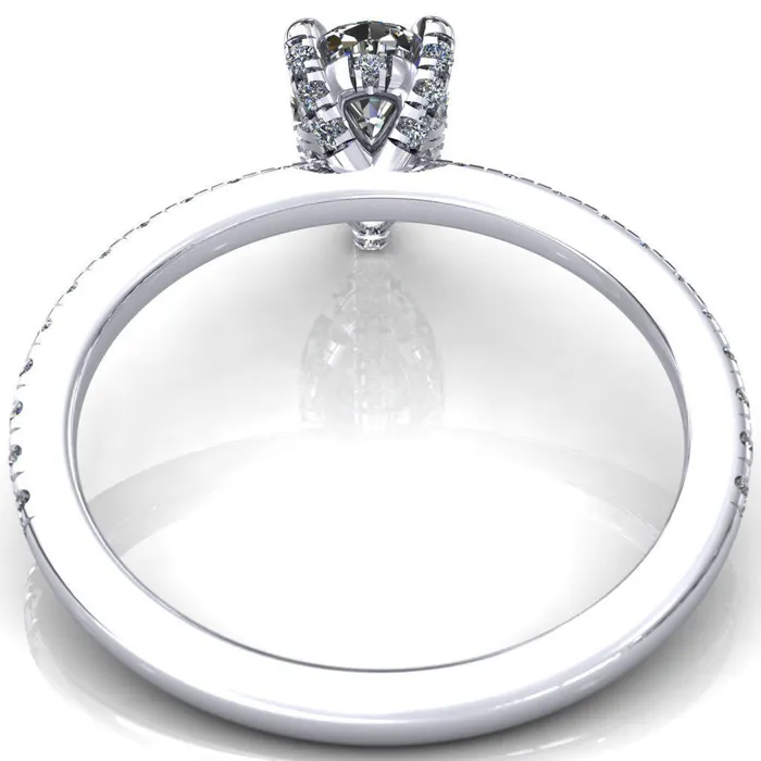 Fire Brilliance Rings Ezili Pear Center Stone 3 Claw Prong Micro Pave Diamond Sides Engagement Ring