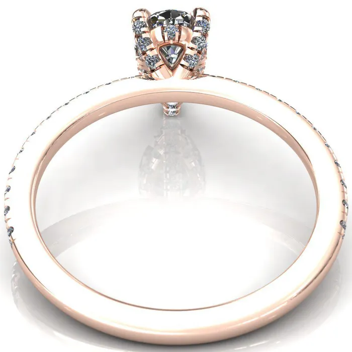 Fire Brilliance Rings Ezili Pear Center Stone 3 Claw Prong Micro Pave Diamond Sides Engagement Ring