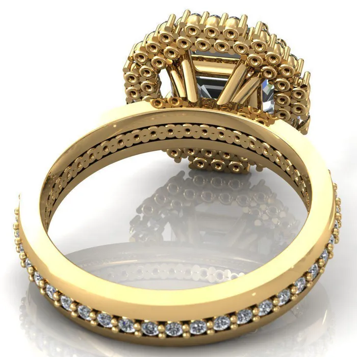 Fire Brilliance Rings Grace Asscher Moissanite Diamond Halo Ring