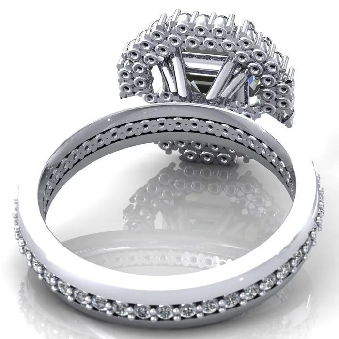 Fire Brilliance Rings Grace Asscher Moissanite Diamond Halo Ring