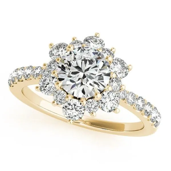 Fire Brilliance Rings Hana Round Center Stone Cathedral Halo Engagement Ring