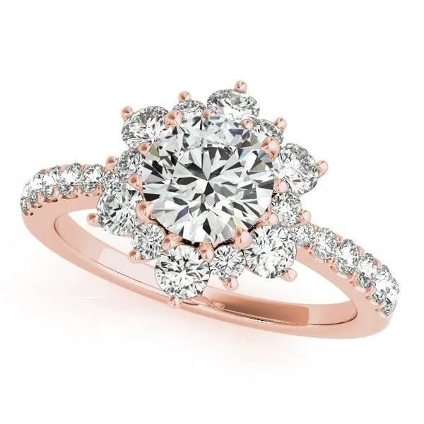 Fire Brilliance Rings Hana Round Center Stone Cathedral Halo Engagement Ring