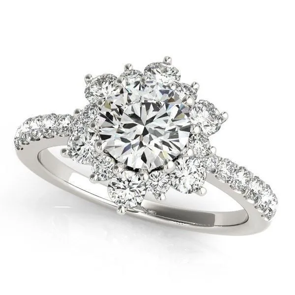 Fire Brilliance Rings Hana Round Center Stone Cathedral Halo Engagement Ring