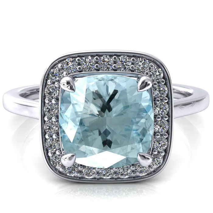Fire Brilliance Rings Holly Cushion Aqua Blue Spinel 4 Prong Pinpoint Floating Halo Scalloped Cathedral Ring Fire Brilliance Rings Holly Cushion Aqua Blue Spinel 4 Prong Pinpoint Floating Halo Scalloped Cathedral Ring