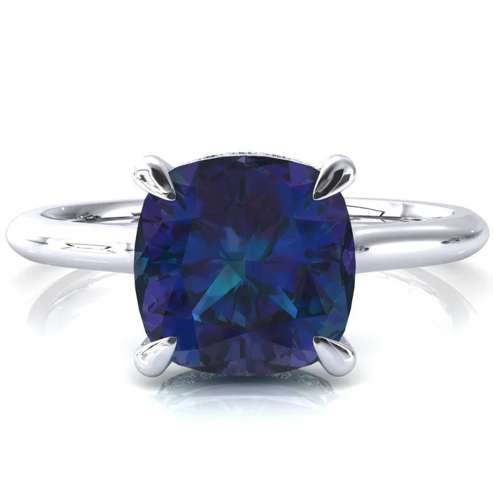 Fire Brilliance Rings Janey Cushion Alexandrite 4 Prongs Claw Floating Halo Inverted Cathedral Ring Fire Brilliance Rings Janey Cushion Alexandrite 4 Prongs Claw Floating Halo Inverted Cathedral Ring