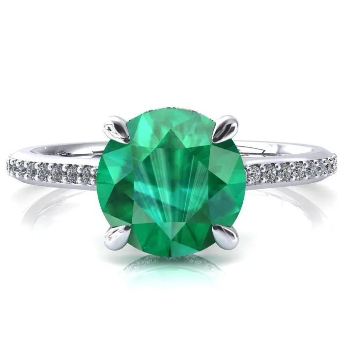 Fire Brilliance Rings Kiki Round Emerald 4 Prongs Claw Floating Halo 12 Pinpoint Inverted Cathedral Ring Fire Brilliance Rings Kiki Round Emerald 4 Prongs Claw Floating Halo 12 Pinpoint Inverted Cathedral Ring