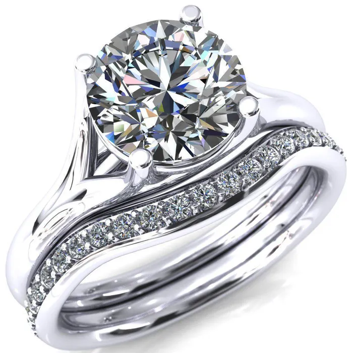 Fire Brilliance Rings Kingsley Round Center Stone 4 Prong Split Shank Comfort Fit Ring Fire Brilliance Rings Kingsley Round Center Stone 4 Prong Split Shank Comfort Fit Ring