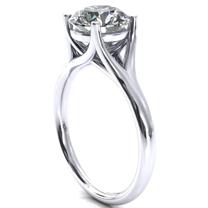 Fire Brilliance Rings Kingsley Round Center Stone 4 Prong Split Shank Comfort Fit Ring