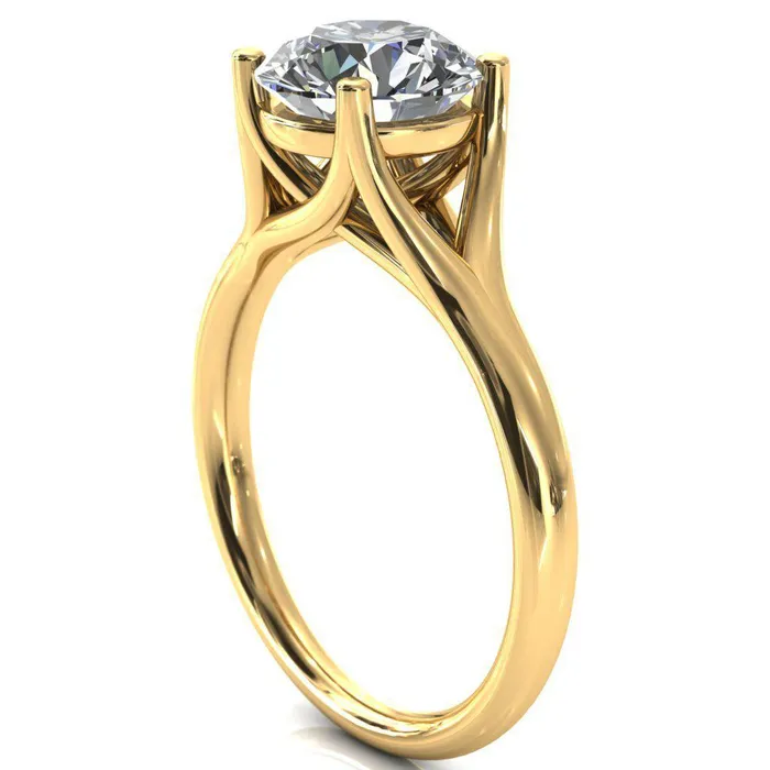 Fire Brilliance Rings Kingsley Round Center Stone 4 Prong Split Shank Comfort Fit Ring
