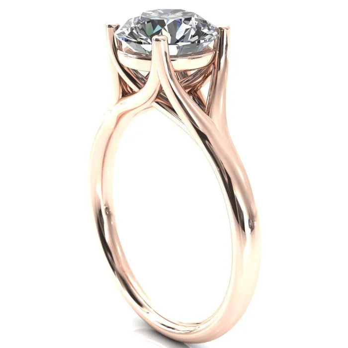 Fire Brilliance Rings Kingsley Round Center Stone 4 Prong Split Shank Comfort Fit Ring