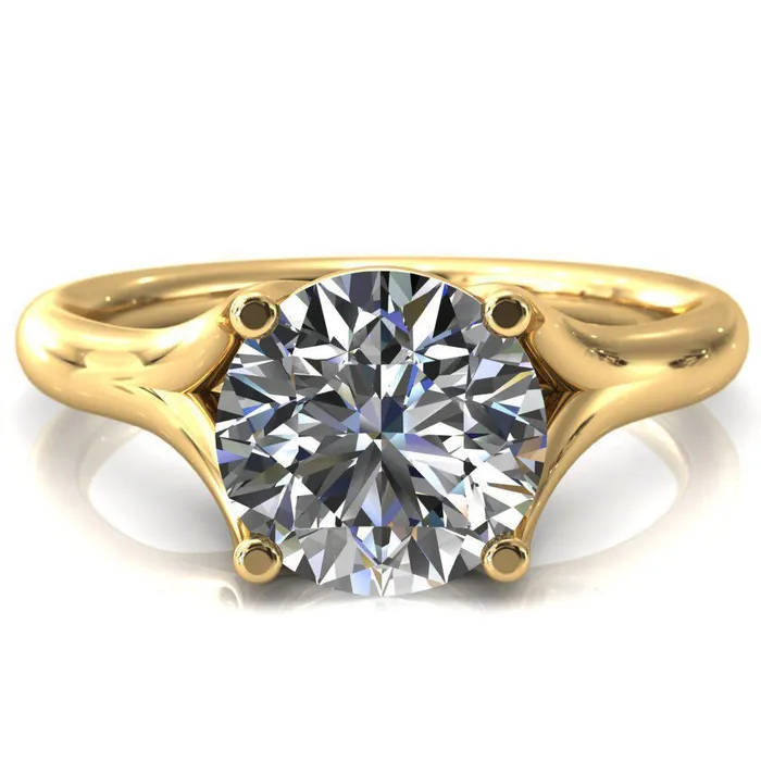 Fire Brilliance Rings Kingsley Round Center Stone 4 Prong Split Shank Comfort Fit Ring