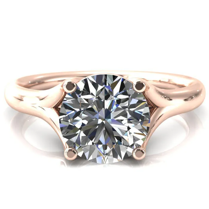 Fire Brilliance Rings Kingsley Round Center Stone 4 Prong Split Shank Comfort Fit Ring