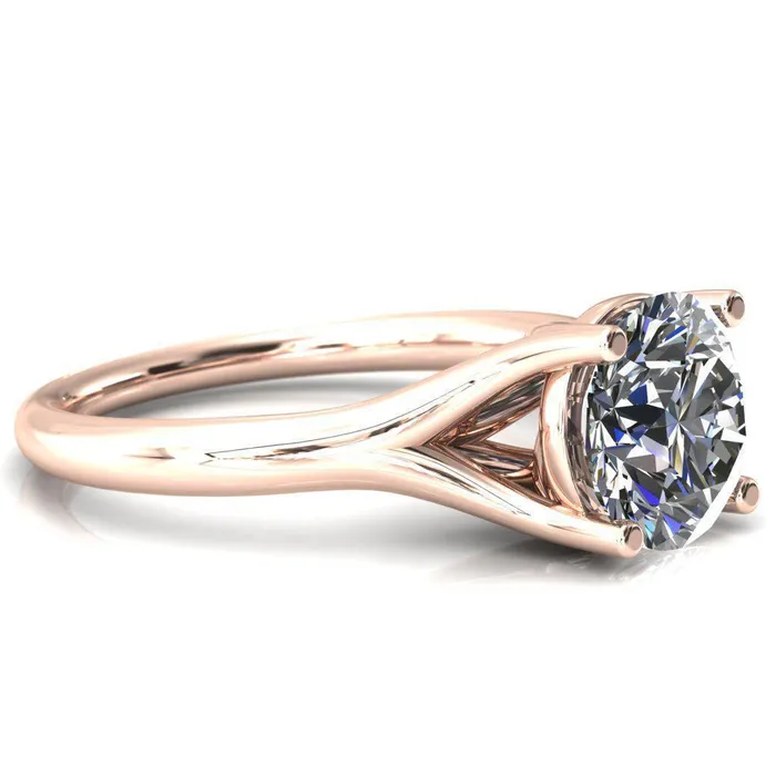 Fire Brilliance Rings Kingsley Round Center Stone 4 Prong Split Shank Comfort Fit Ring
