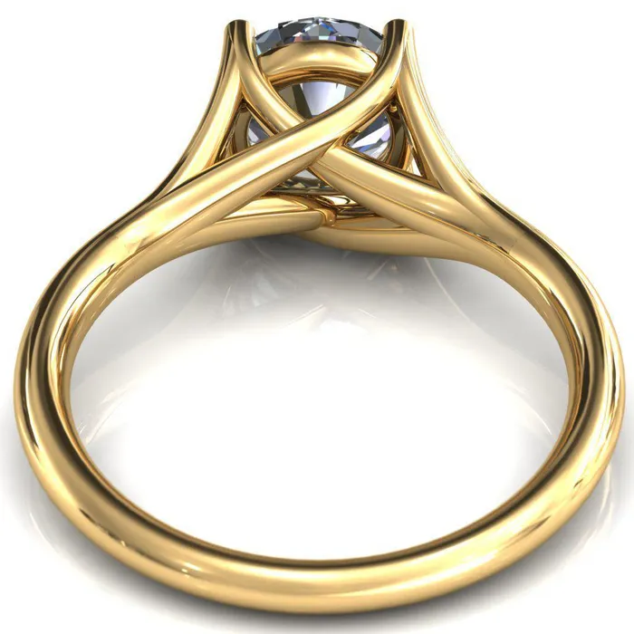 Fire Brilliance Rings Kingsley Round Center Stone 4 Prong Split Shank Comfort Fit Ring