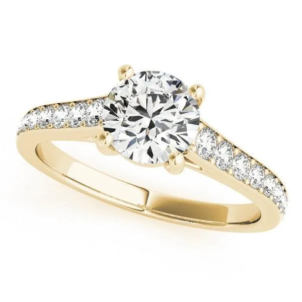 Fire Brilliance Rings Kinsley Round Center Stone Under Bezel Cathedral 4 Prong Engagement Ring Fire Brilliance Rings Kinsley Round Center Stone Under Bezel Cathedral 4 Prong Engagement Ring