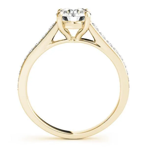Fire Brilliance Rings Kinsley Round Center Stone Under Bezel Cathedral 4 Prong Engagement Ring