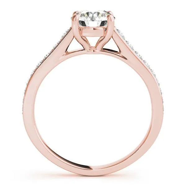 Fire Brilliance Rings Kinsley Round Center Stone Under Bezel Cathedral 4 Prong Engagement Ring