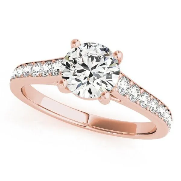 Fire Brilliance Rings Kinsley Round Center Stone Under Bezel Cathedral 4 Prong Engagement Ring