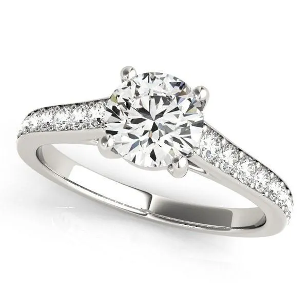 Fire Brilliance Rings Kinsley Round Center Stone Under Bezel Cathedral 4 Prong Engagement Ring