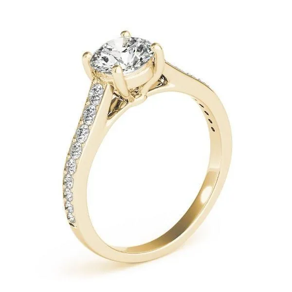 Fire Brilliance Rings Kinsley Round Center Stone Under Bezel Cathedral 4 Prong Engagement Ring