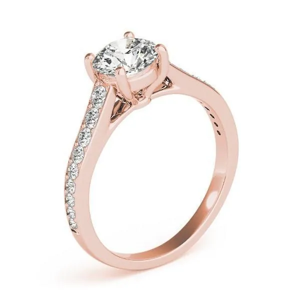 Fire Brilliance Rings Kinsley Round Center Stone Under Bezel Cathedral 4 Prong Engagement Ring