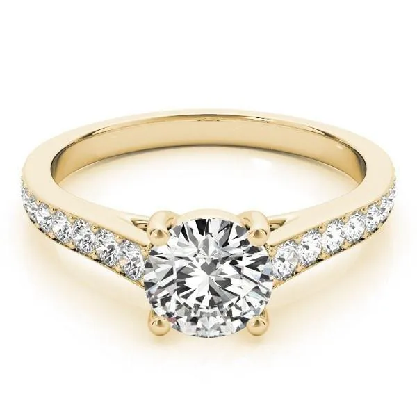 Fire Brilliance Rings Kinsley Round Center Stone Under Bezel Cathedral 4 Prong Engagement Ring